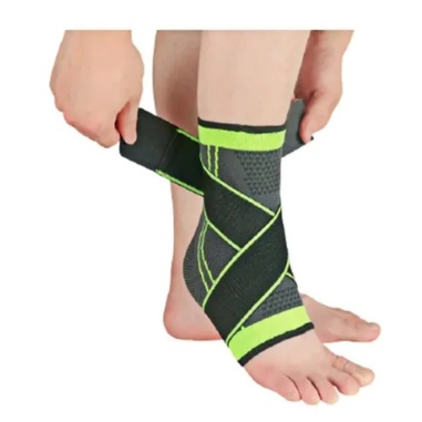 Tornozeleira Anti-Derrapante Ortopédica Ajustável Esportiva Proteção de Joelho com Strap Crossfit Verde