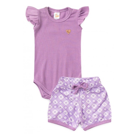 Conjunto Canelado - Xadrez Lilás - Ame Kids