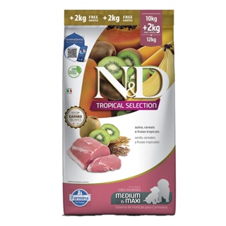 Ração N&D Tropical Selection Para Cães Puppy Medium/Maxi Suino Leve 12kg e Pague 10kg