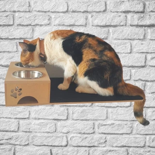 Prateleira Com Comedouro Suspenso Para Gatos
