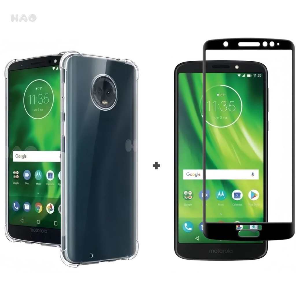 Película Vidro + Capinha Para Moto G6. Kit Motorola Capa Transparente e Pelicula 3D/9D