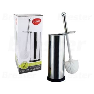 Escova Sanitária Para Limpeza de Banheiro Privada Vaso Sanitário Escovinha Aço Inoxidável Inox Clink