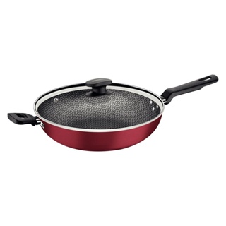 Panela Wok Tramontina Loreto 28cm 3,3L Antiaderente Com Tampa Vermelho - Casa dos Fogoes