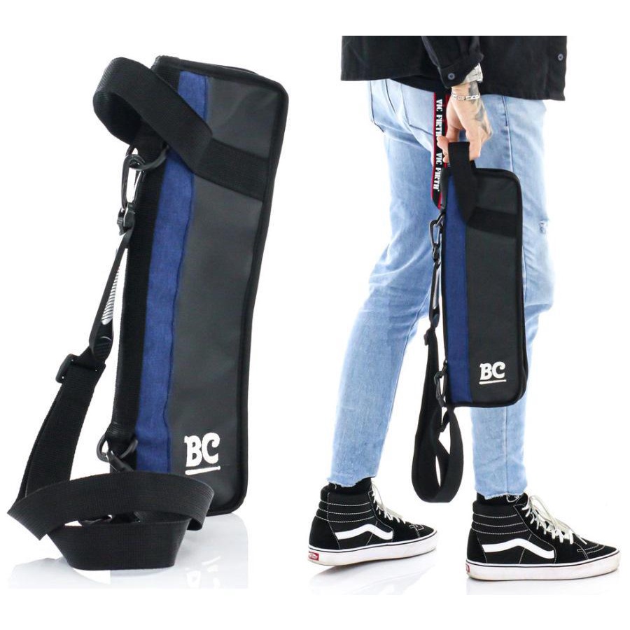 Bag de Baquetas Batera Clube BC The Jeans Azul com divisórias, bolso interno e alça de ombro