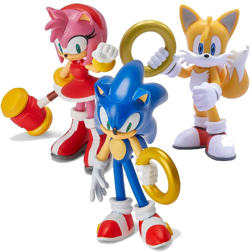 Sonic The Hedgehog Bonecos de 10 cm, Sonic Classic Sonic e Amy