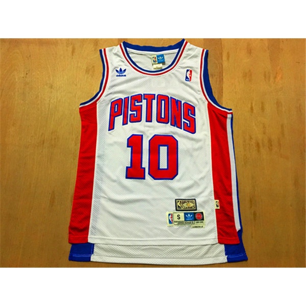 Novo Detroit Pistons Masculinos 10 Dennis Rodman Camisa De Basquetebol retro Bordada Branca