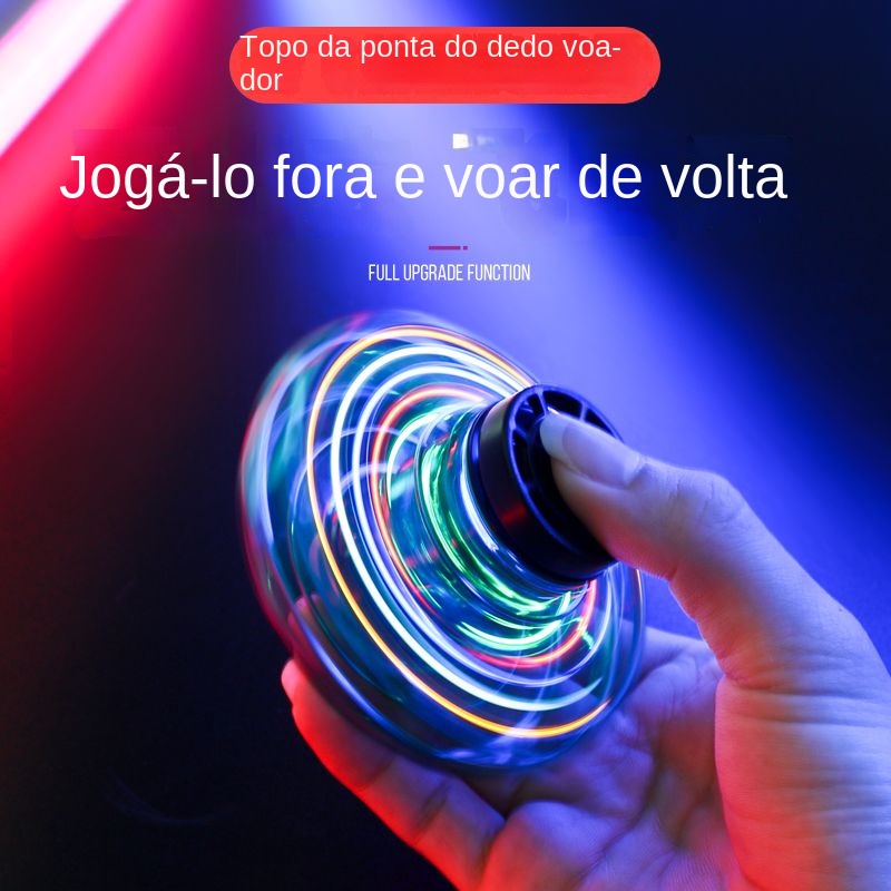 BOLA SPINNER DRONE VOADOR RECARREGÁVEL COM LED CONTROLE REMOTO BOOMERANG 360°  CARREGAMENTO VIA USB - Preto