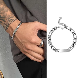Simples Prata Titânio Aço Pulseira Masculino Feminino Fahsion Jóias Acessórios Pulseiras Corrente