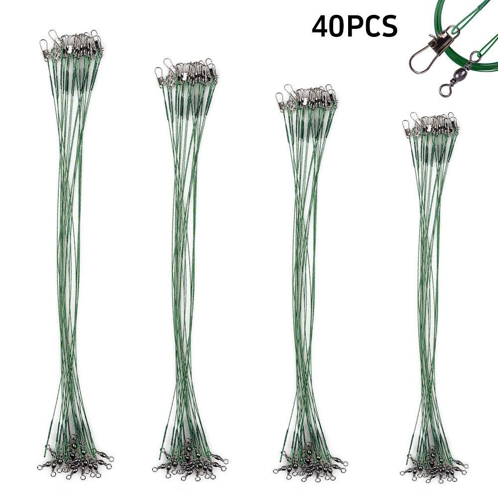 40Pcs Líderes De Pesca Linha Fio De Aço Inoxidável Com Giratórios Snap Connect Fishing Gear and Equipment Tackle Kit Líder De Alta Resistência