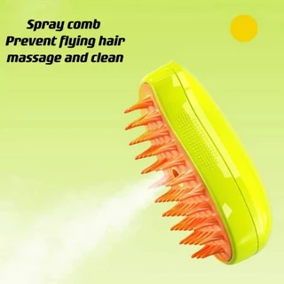 2024 Nova Escova Recarregável Spray Cat Brush Com Botão De Liberação Grooming Para Remover Cabelos Soltos Elétrica 3 Em 1 Steamy