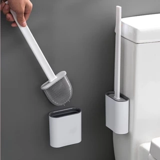 Escova Sanitária De Silicone Para Limpar Privada Banheiro Vaso Sanitário Com Suporte e Adesivo para parede