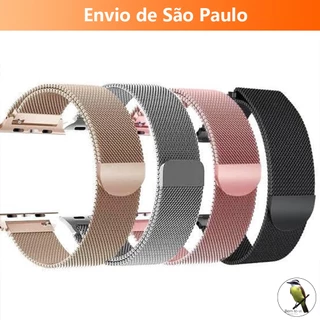 -Bemtevi-Pulseira Milanese Aço Metal Magnetico Fecho 38mm 40mm 42mm 44mm Apple Watch X7 X8 T500 Iwo 12 13 16 Top