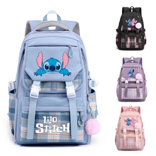 Mochila Escolar Feminina 4 Rodinhas Lilo e Stitch Azul