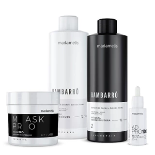 KIT ESCOVA BAMBARRO 1L + MASK PRO 250G + AD PRO 100 30ML
