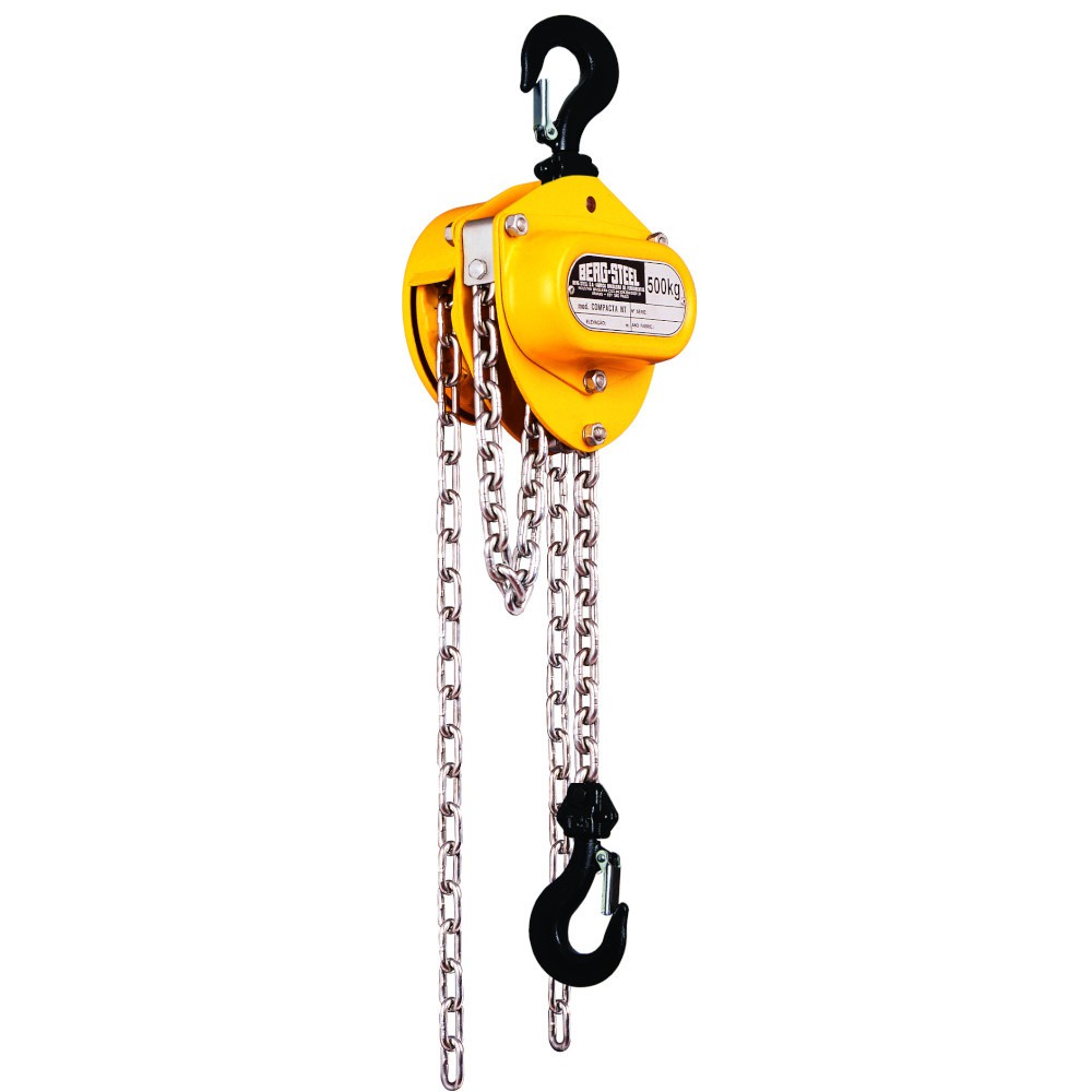 Talha manual com capacidade de 500 kg e 5 metros de corrente - NT500 ...