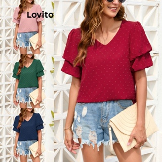 Lovito Blusa Casual Lisa Com Pom Para Mulheres LNL42017