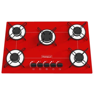 Fogão Cooktop Ultra Chama 5 Bocas Vermelho - Chamalux