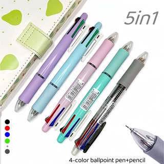 Baile Creative Lápis esferográfica 4 cores tipo esferográfica 5 em 1 Push Tipo Caneta multicolor Material de escritório multifuncional WJ509