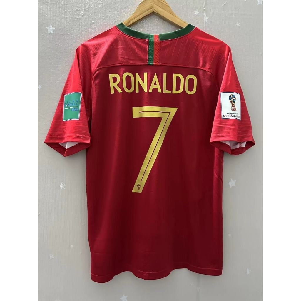 Camisa de futebol retro curto 2018 Portugal 7 # RONALDO nome personalizado e número