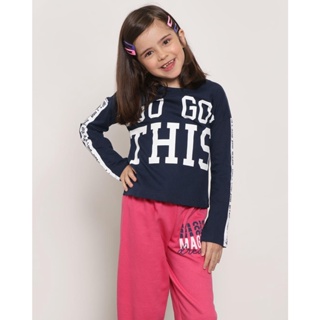 Blusa Infantil Manga Longa Estampa You Got This Marinho