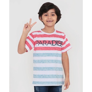Camiseta Infantil Listrada Paradise Branca