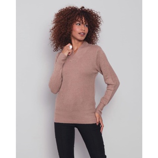 Blusa Feminina Tricô Gola V Donatta Bege