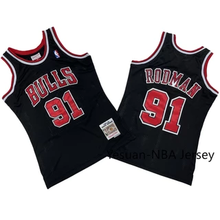 Camisas Chicago Bulls camiseta Dennis Rodman #91 preto 1997-98 MN regata De Basquetebol nba Jersey