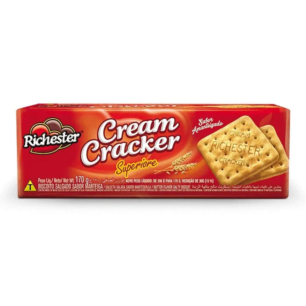 Biscoito Richester Cream Cracker Superiore Sabor Amanteigado 170g ...