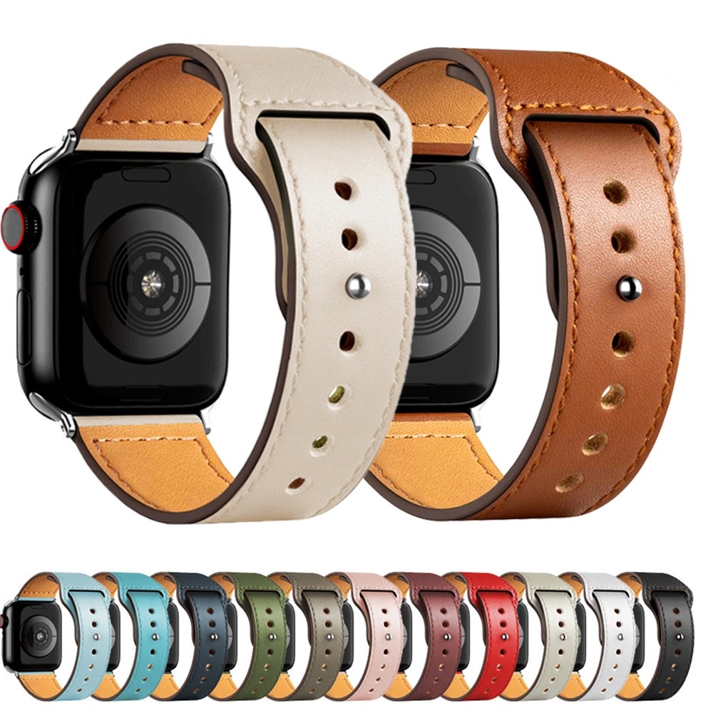 Pulseira de Couro Compatível com Smartwatch Apple Watch 7 8 9 49mm 45mm 41mm 42mm 44mm 40mm 38mm Ultra