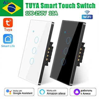 1/2/3/4 Interruptor de botão de Toque Tuya Smart Wi-fi Interruptor de Parede de Luz Fio Neutro Para Alexa E Google casa allove