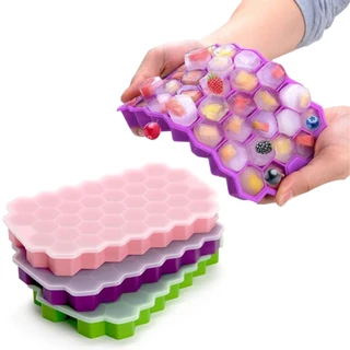 Forma Gelo Silicone Colmeia Com Tampa 37 Cubos Ideal Para Bombom Gelatina Sabonete Doces