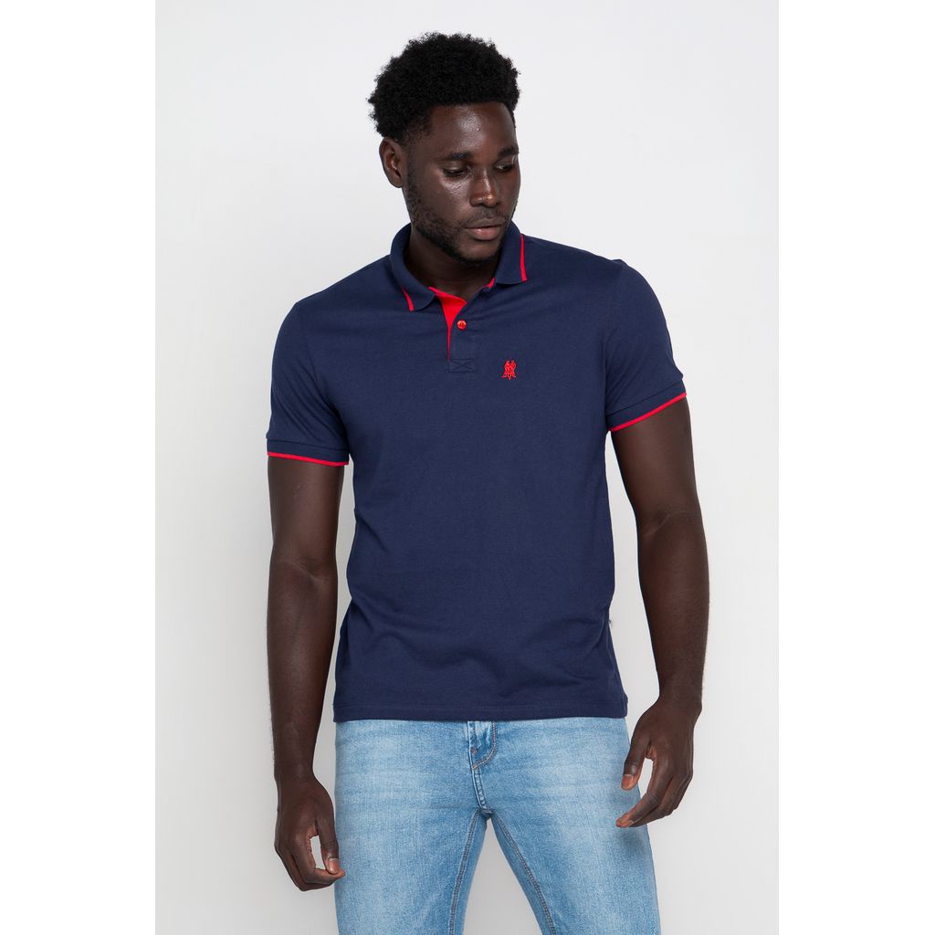 Polo Masculina Filete 100% Algodão Polo Wear Azul Escuro