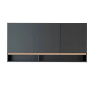 Armário Aéreo para Cozinha Sabrina 120x31 Cm MDP Preto 0451 MENU