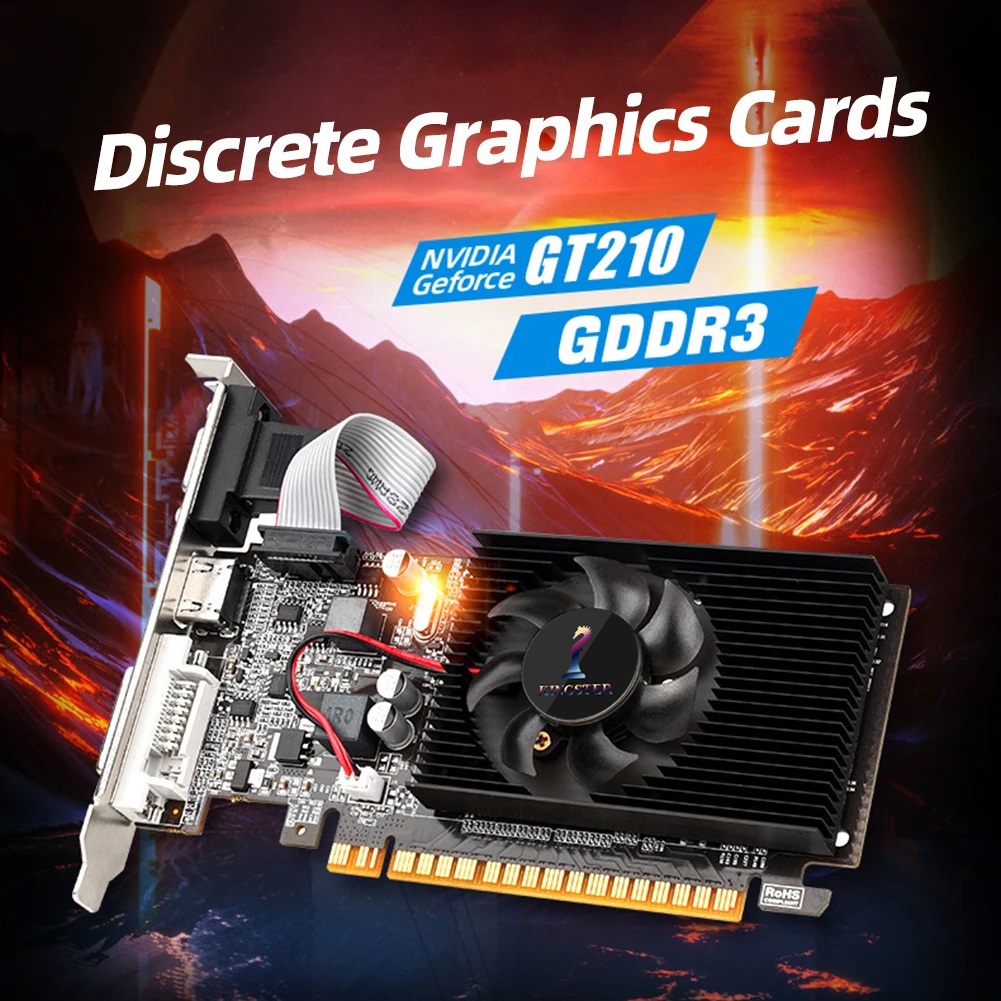 Placa De Vídeo Nvídea Geforce Gt-210 1gb 64 Bit 1080p Vga + Hdmi + Dvi Placa gráfica autônoma DDR3 para desktop