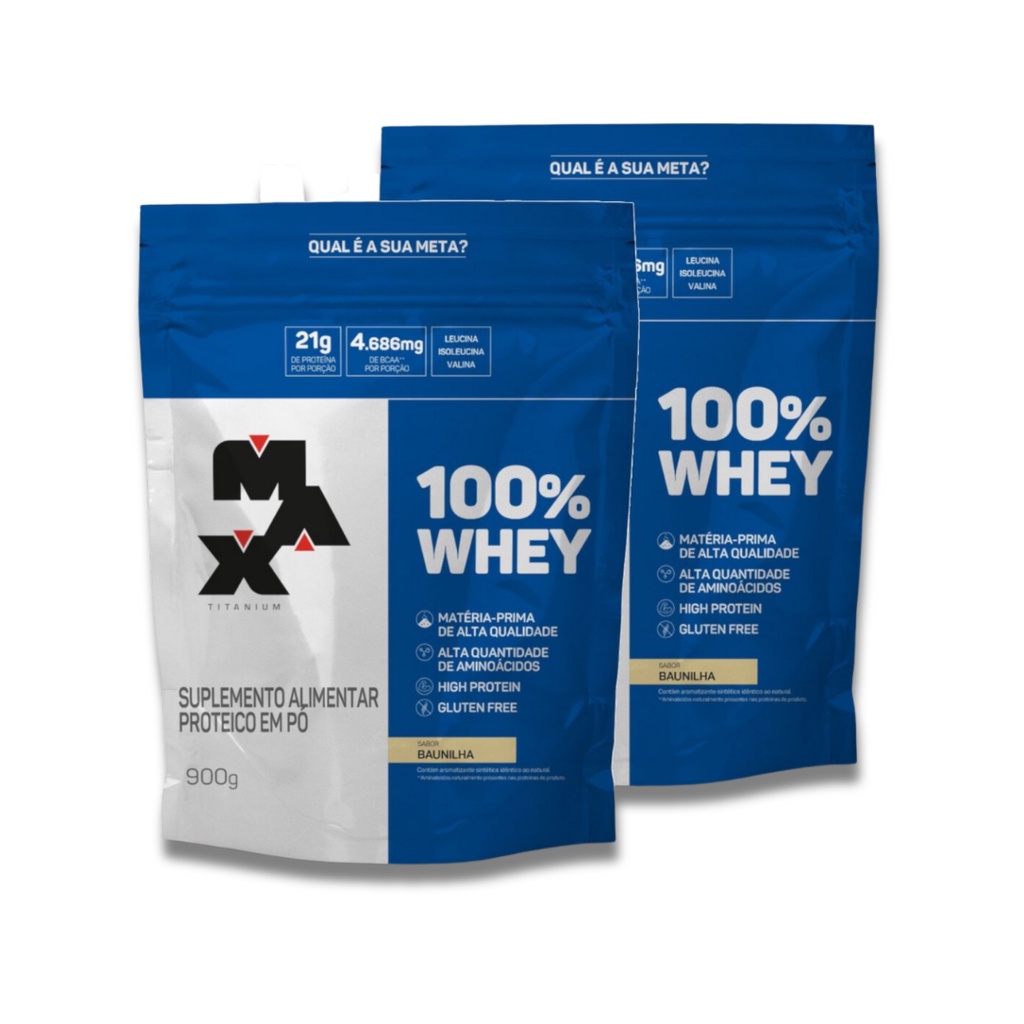 Kit 2 Whey 100% (refil 900g) – Max Titanium