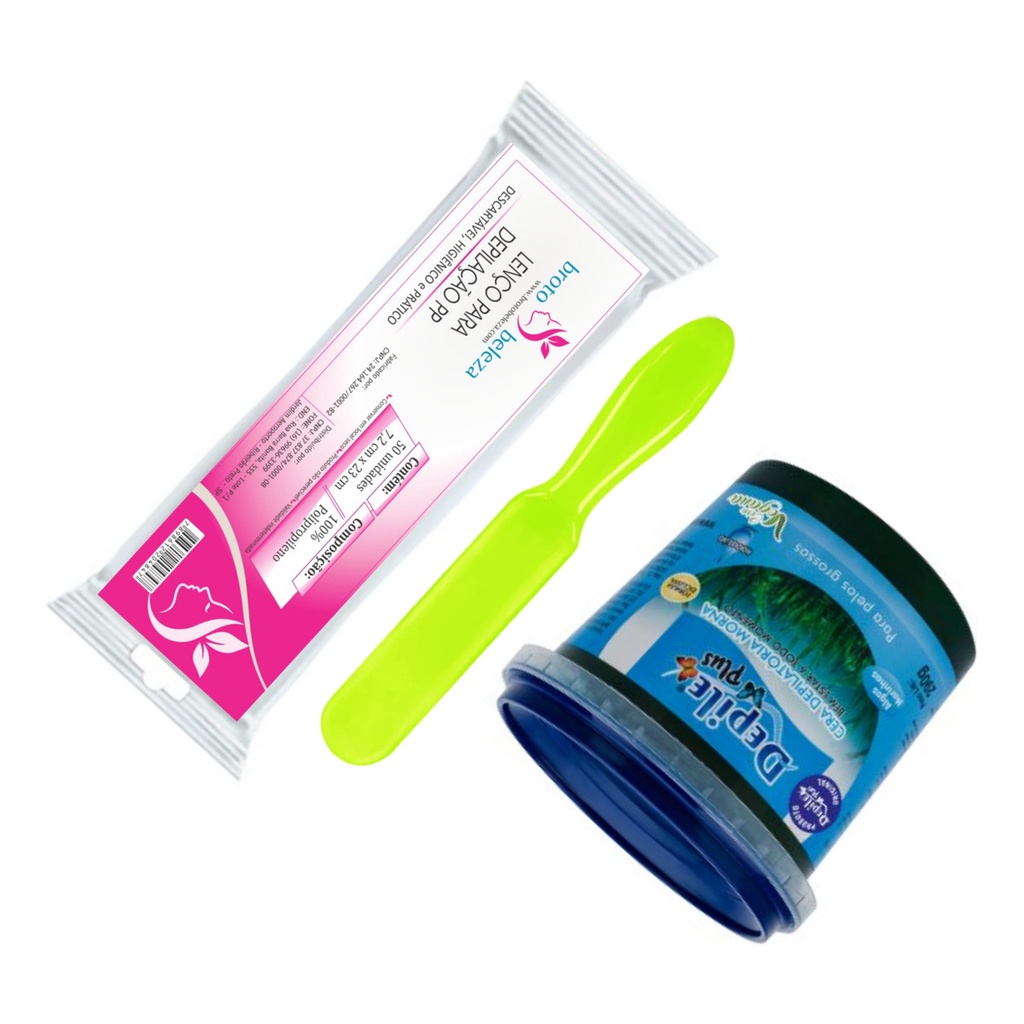 Kit Cera Pra Depilar Virilha/pernas Balde 290g Espátula Cera