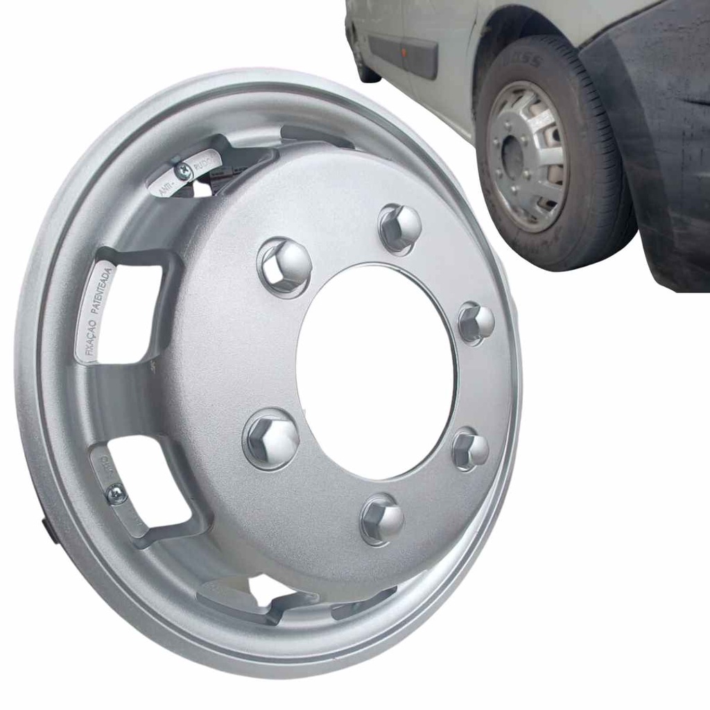 Calota Esportiva Aro 15 Para Vans HR Bongo Master Sprinter Ducato Prata Capa Roda