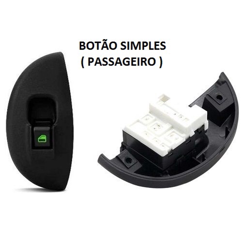 Botão Vidro Elétrico Palio Siena Strada Simples Passageiro Led Verde