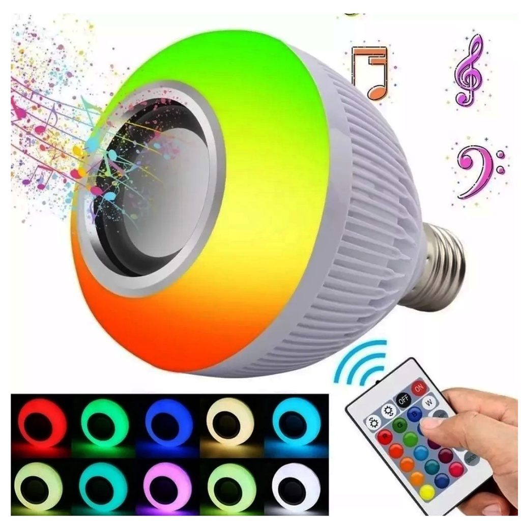 Lampada Musical Caixa Som Bluetooth Led Rgb Com Controle