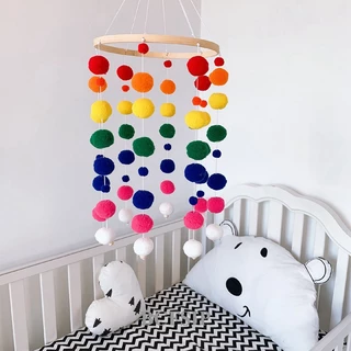 BCF Baby Bed Mobile Wind Chime Rattle Toy , Bola De Feltro E Bambu , Sino Pendurado De Berçário , Presente De Ornamento De Madeira , Para Bebês Meninas Ou Meninos