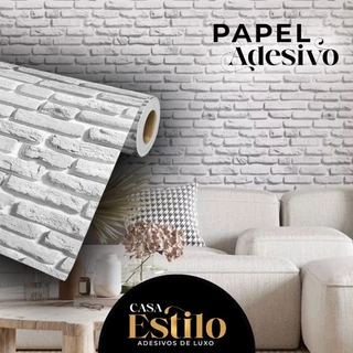 Papel de Parede Autoadesivo Tijolinho Branco 5mx45cm