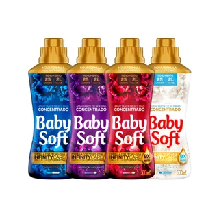 Kit com 4 Amaciantes Concentrado Baby Soft  de 500ML - Todas as fragrâncias para você provar e escolher a sua favorita.