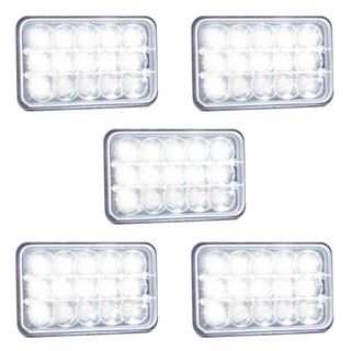 Kit 5 Farol Milha 15 Led 48w 12v/24v Retangu Off-road 6000k Reforçado Agrícola Caminhão carro Barco Resistente a agua