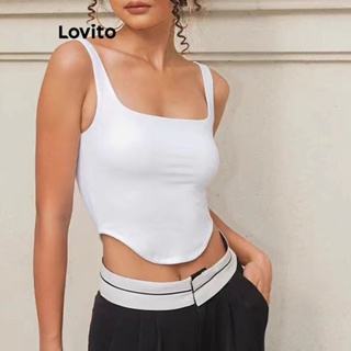 Lovito Top Casual Liso Básico Para Mulheres LNE42196