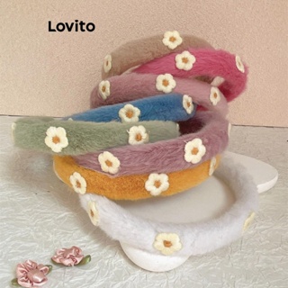 Lovito Elegante Floral Bordado Flores Fuzzy Sweety Bandana Para Mulheres LFA11427