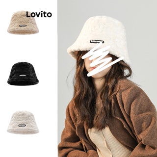 Lovito Chapéu De Bacia De Pelúcia Com Letras Preppy Para Manter Chapéus Quentes Para Mulheres LFA11545