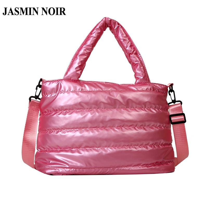 JASMIN NOIR Patenteado De Couro Puffy Saco De Mão Feminino Acolchoado Casual Eiderdown Corpo Cruzado Macio Balde