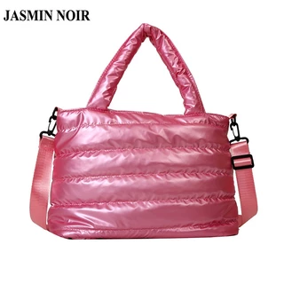 JASMIN NOIR Patenteado De Couro Puffy Saco De Mão Feminino Acolchoado Casual Eiderdown Corpo Cruzado Macio Balde