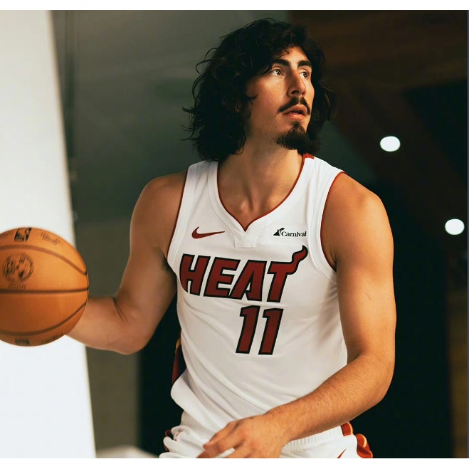 222-24 Camisa Masculina Miami Heat JAQUEZ JR Basquetebol Jersey Branco Atleta