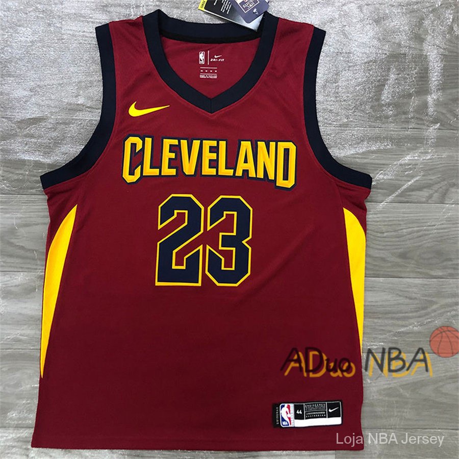 Hot Pressed Camisa NBA Cleveland Cavaliers #23 LeBron James Wine Authentic Icon Edition De Basquetebol jerseys